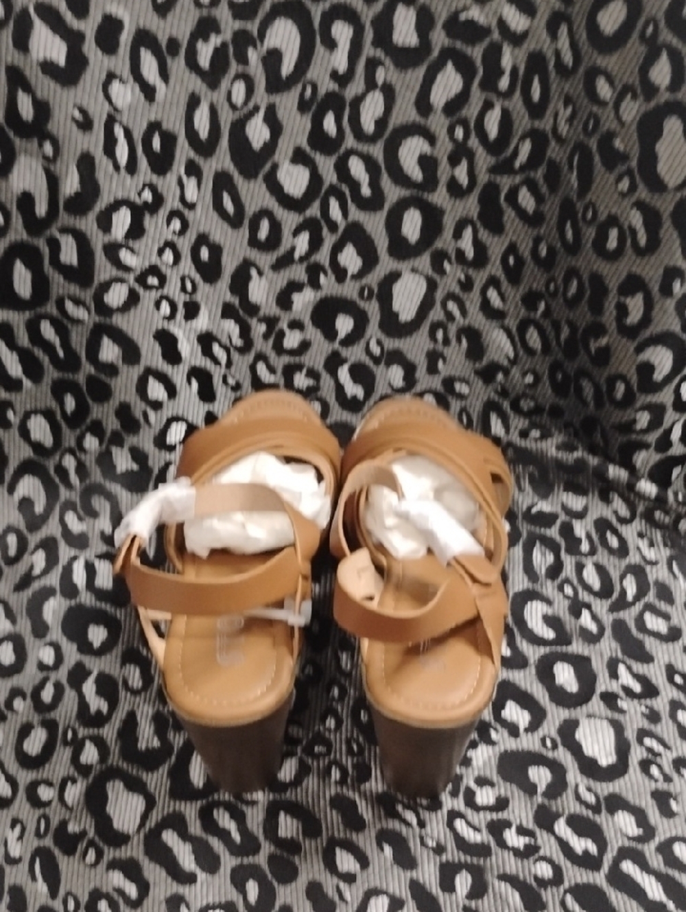 Platform Crossover Slingback Sandals in Tan NIB - Picture 4 of 6